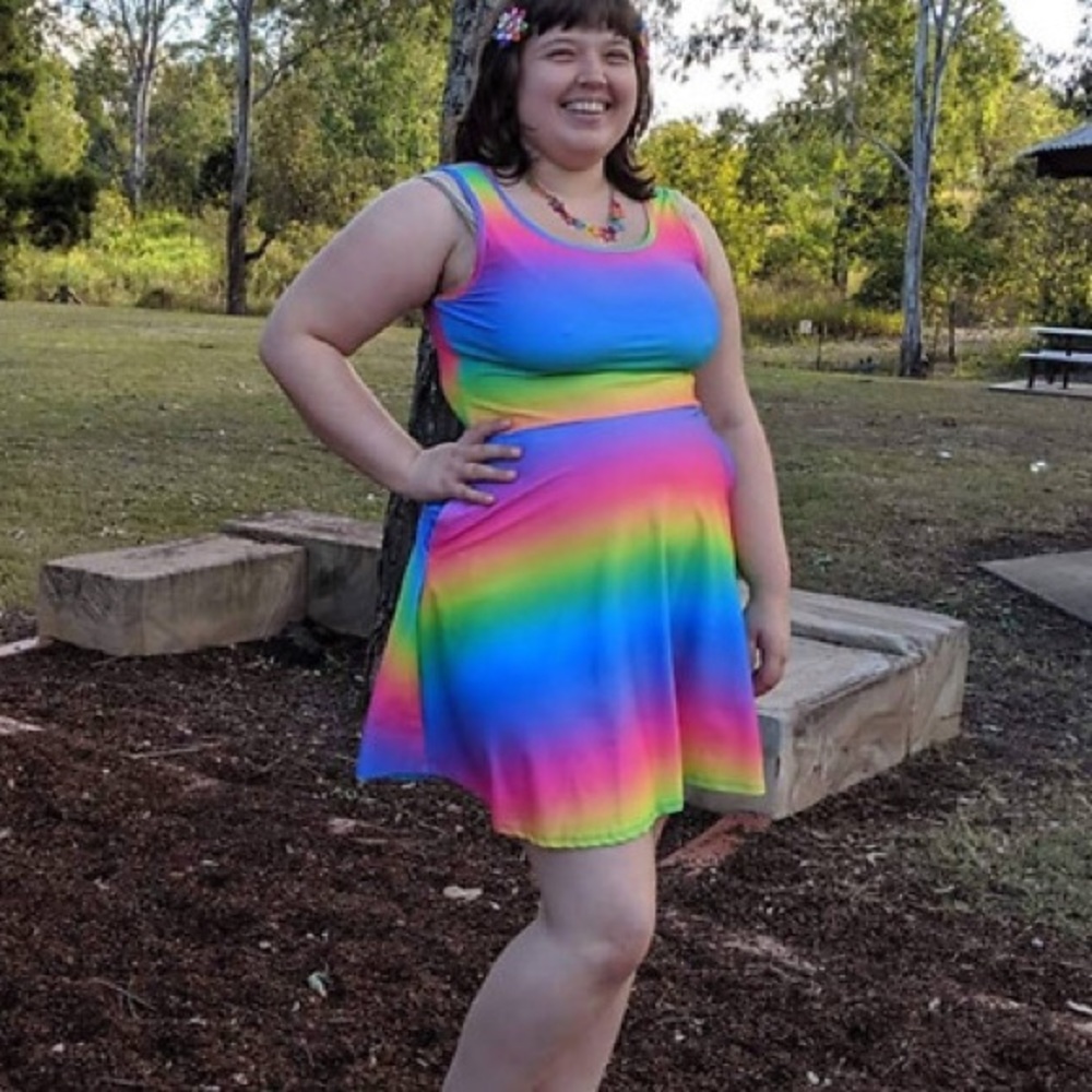 Retrolicious Rainbow Skater Dress